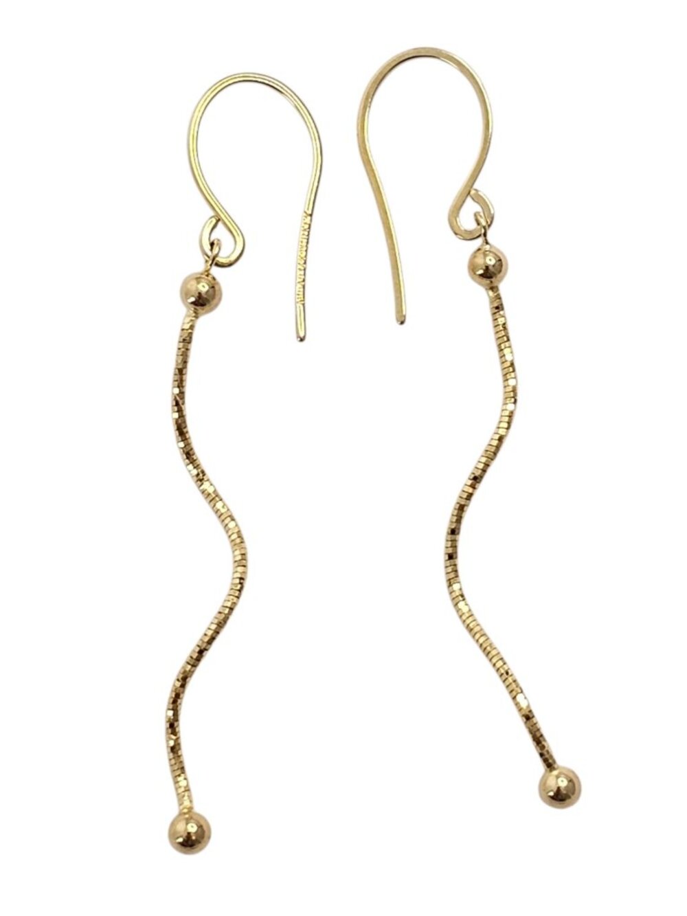 14K Yellow Gold Textured Swirl Drop Earrings #25727